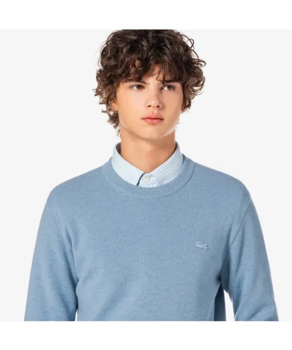 Свитер базовый круговой ворот, ah596e-55n, Lacoste, черный — фото 2