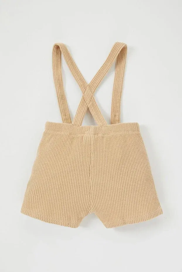 Детские шорты для мальчиков с регулируемыми лямками Defacto, Beige-Bg690 — фото 4