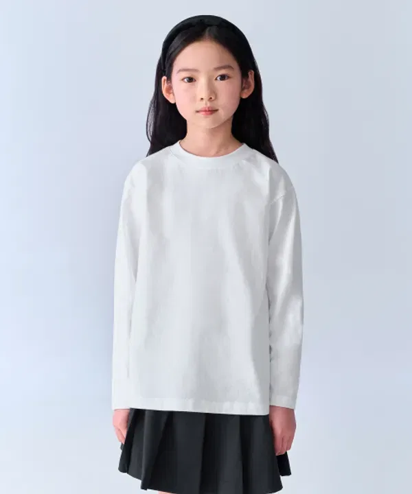 Футболка с длинным рукавом Relaxed Crew Neck, Musinsa Standard Kids, белый