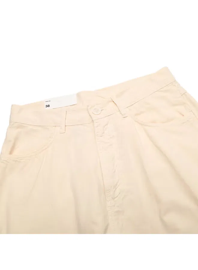 Zara Брюки свободные из льна на широкой штанине, белый — фото 4
