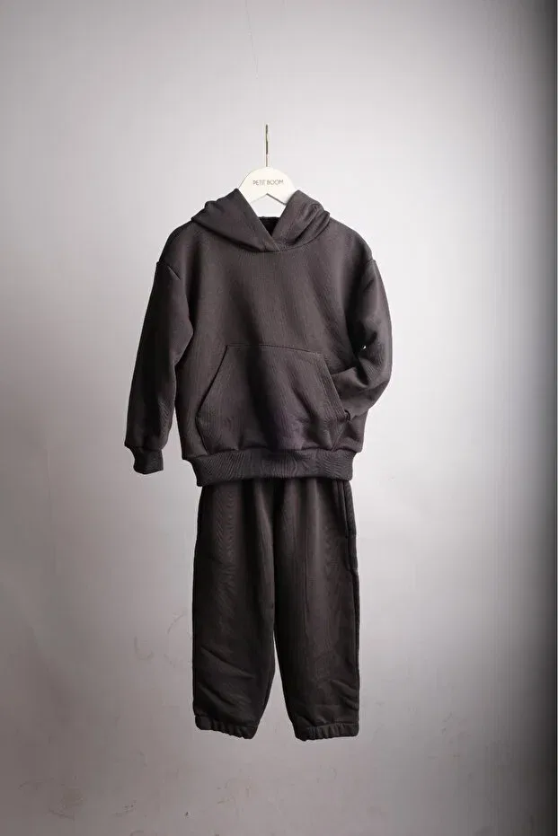 Детский спортивный костюм хлопковый с капюшоном Petit Boom, Anthracite