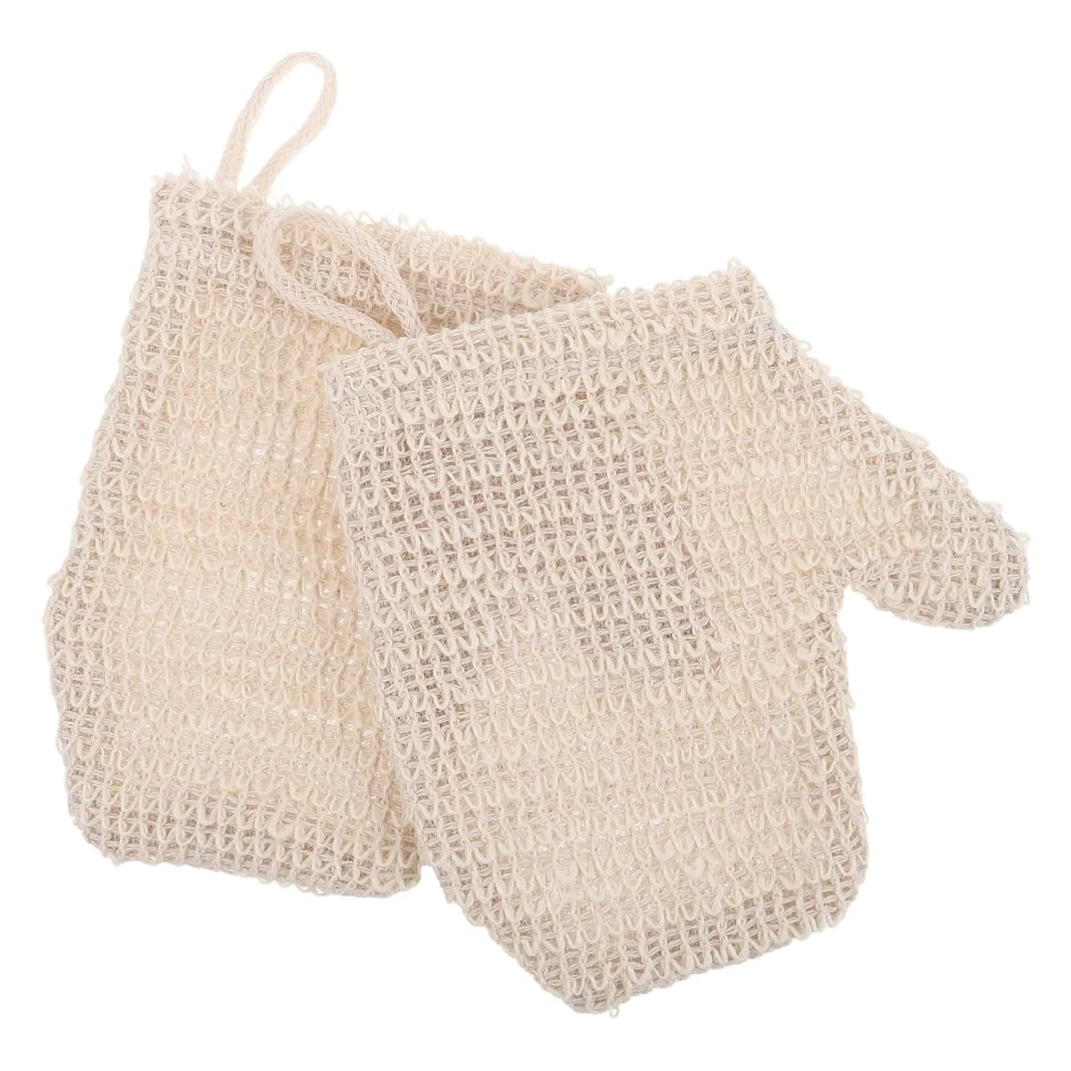 Мочалки для тела из хлопка и льна, 2 шт, Healvian, 18x16.5x1.8 см, 47 г, Beige