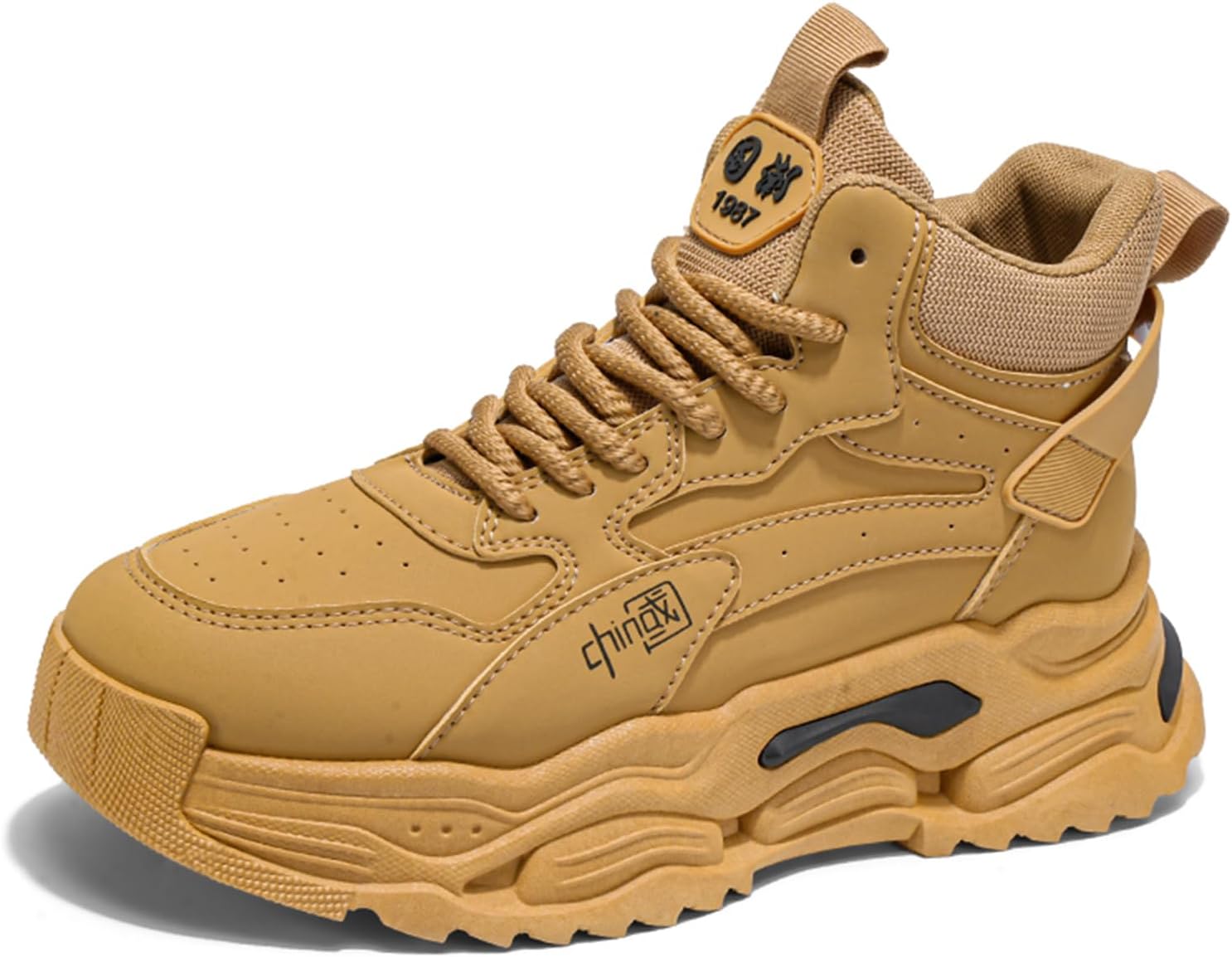 

Мужские высокие модные кроссовки Ботинки для пеших прогулок Повседневные спортивные прогулочные туфли Объемные кроссовки Spwagym, хаки