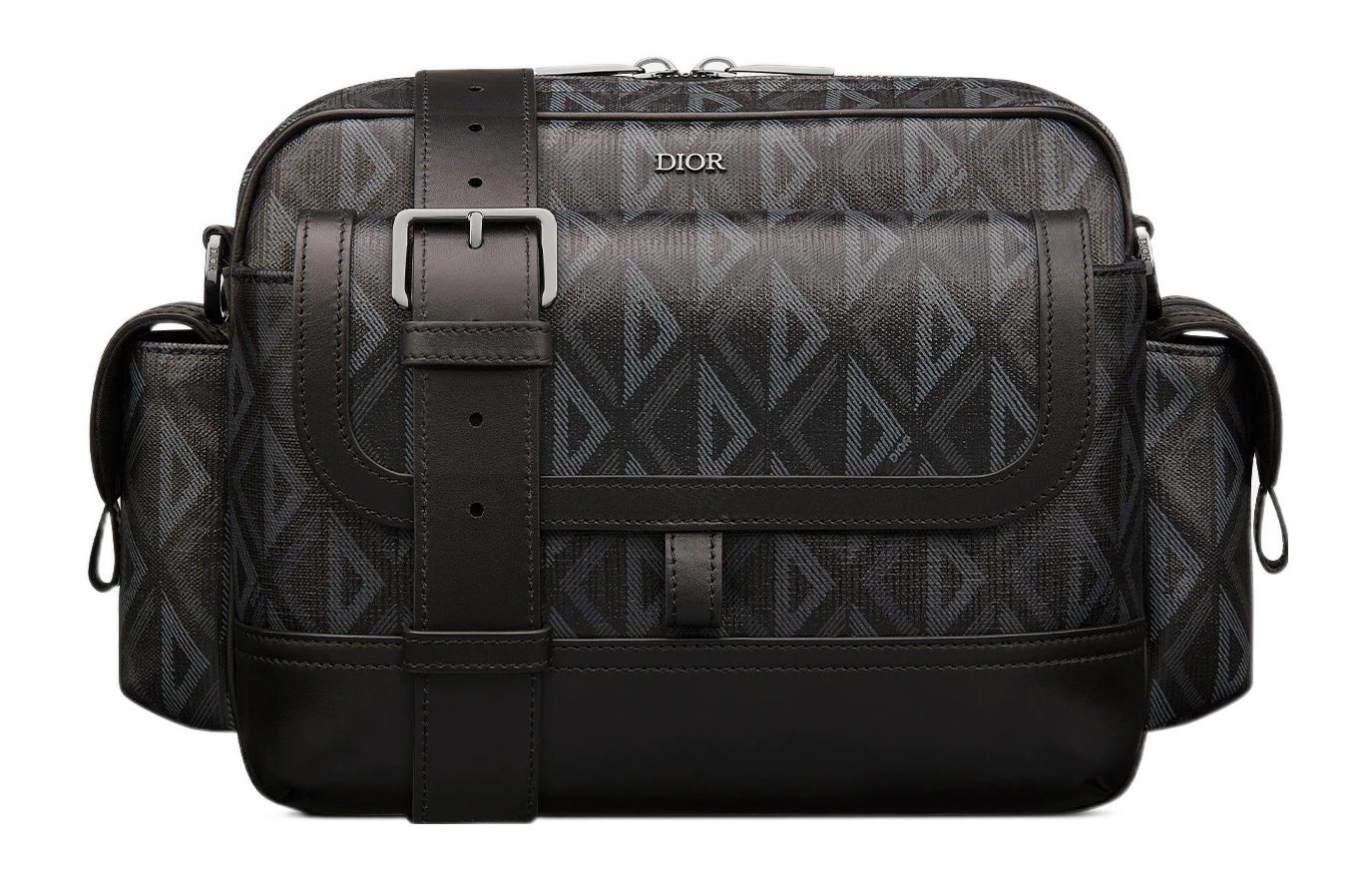 

DIOR CD Diamond Canvas с гладкой телячьей кожей мессенджер, сумка, плечевая сумка, кроссбоди для мужчин black