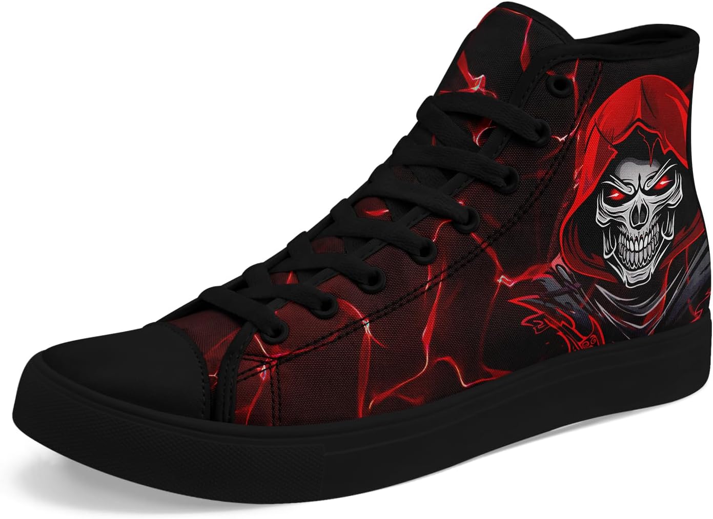 

Крутые кастомные унисекс кеды с черепом для женщин, стильный дизайн, черные холщовые туфли, классические кроссовки на шнуровке, модная уличная обувь Coolcustomize