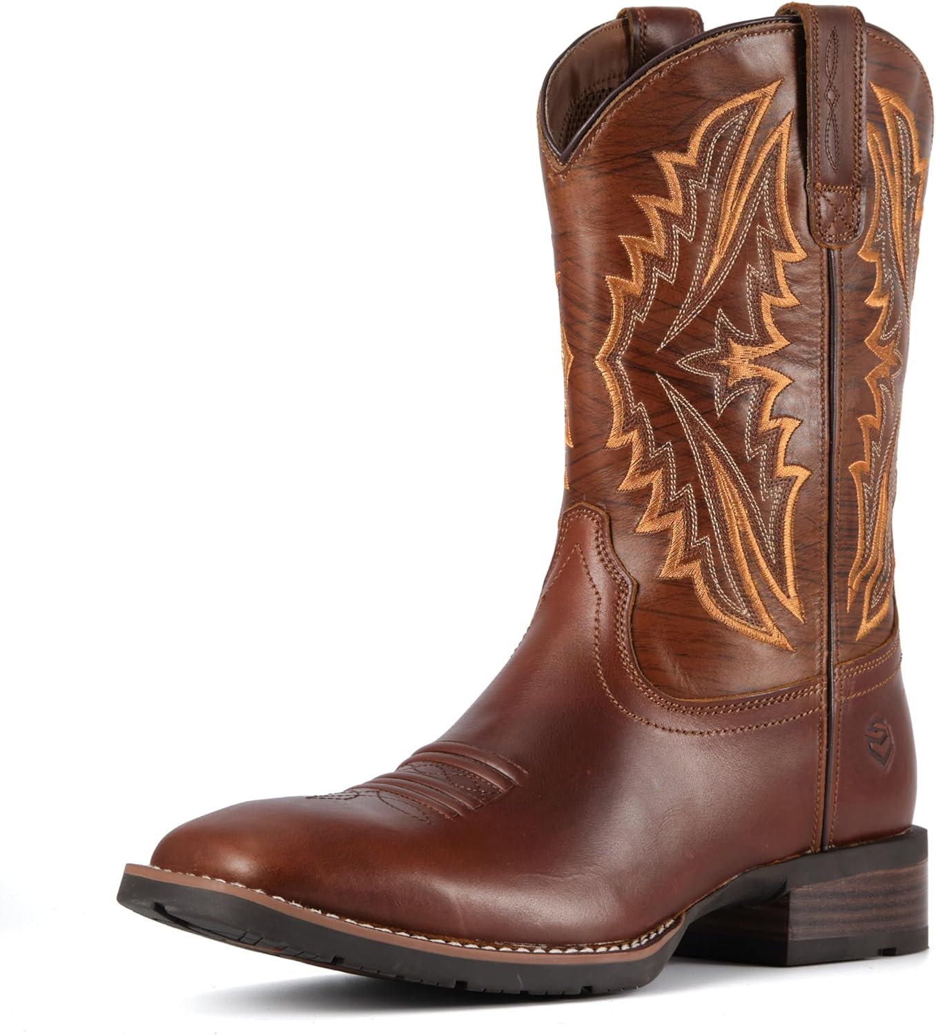 

Ботинки SUREWAY Western - мужские ботинки с квадратным носком, кожаные ботинки Wellington на мягкой подошве, прочные классические ковбойские ботинки с нескользящей подошвой, Dry Creek Tan