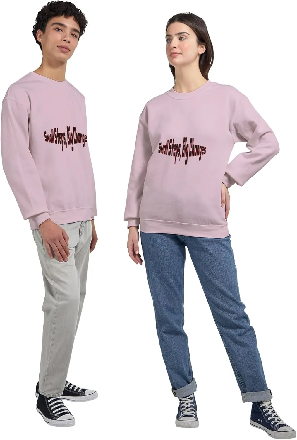 Классический унисекс свитшот с круглой горловиной | Small Steps Big Changes Sweatshirt | Для тренировок и фитнеса | Идея для подарка | Спортивная одежда Generic, красный — фото 4