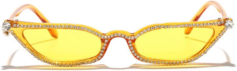 

COTIA Модные винтажные солнцезащитные очки в стиле «кошачий глаз» с бриллиантами, панк-стиль, женская маленькая оправа, хрустальные солнцезащитные очки с разноцветными стразами, Yellow