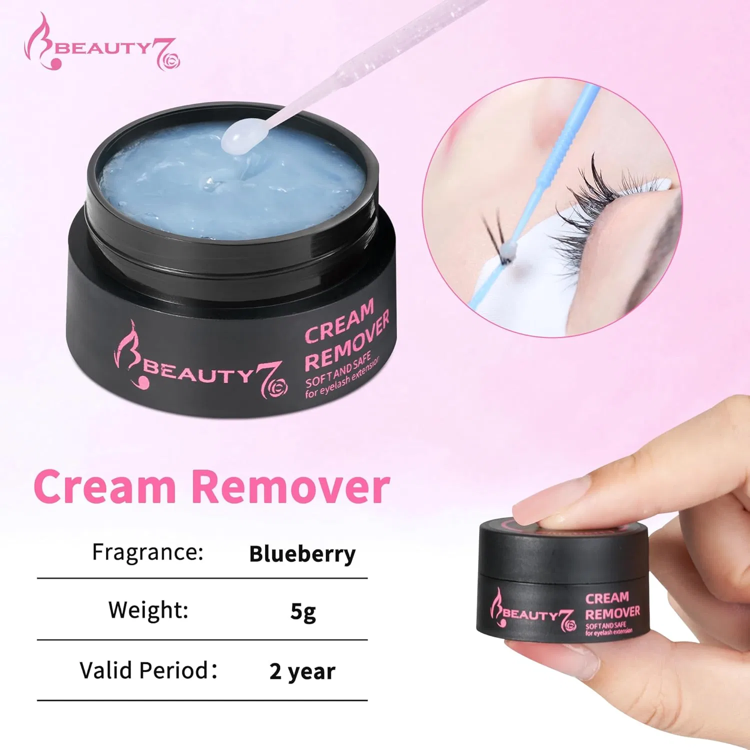 Крем для лица Beauty7 — Ремувер для наращенных ресниц с ароматом черники , Blueberries, 5 г — фото 3