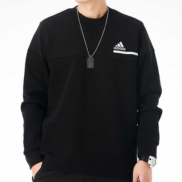 Толстовка logo stamping sports casual cover round collar men's black Adidas, черный — фото 3