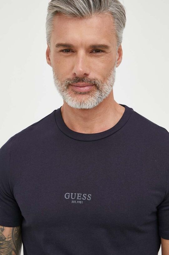 

Хлопковая футболка Guess, темно-синий