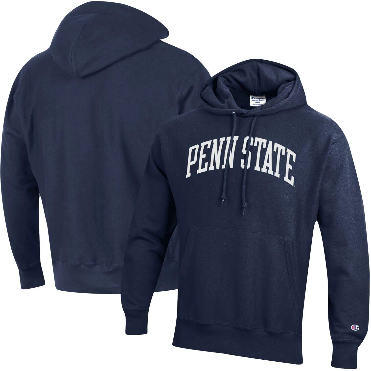 

Мужской темно-синий пуловер с капюшоном Penn State Nittany Lions Team Arch обратного переплетения Champion