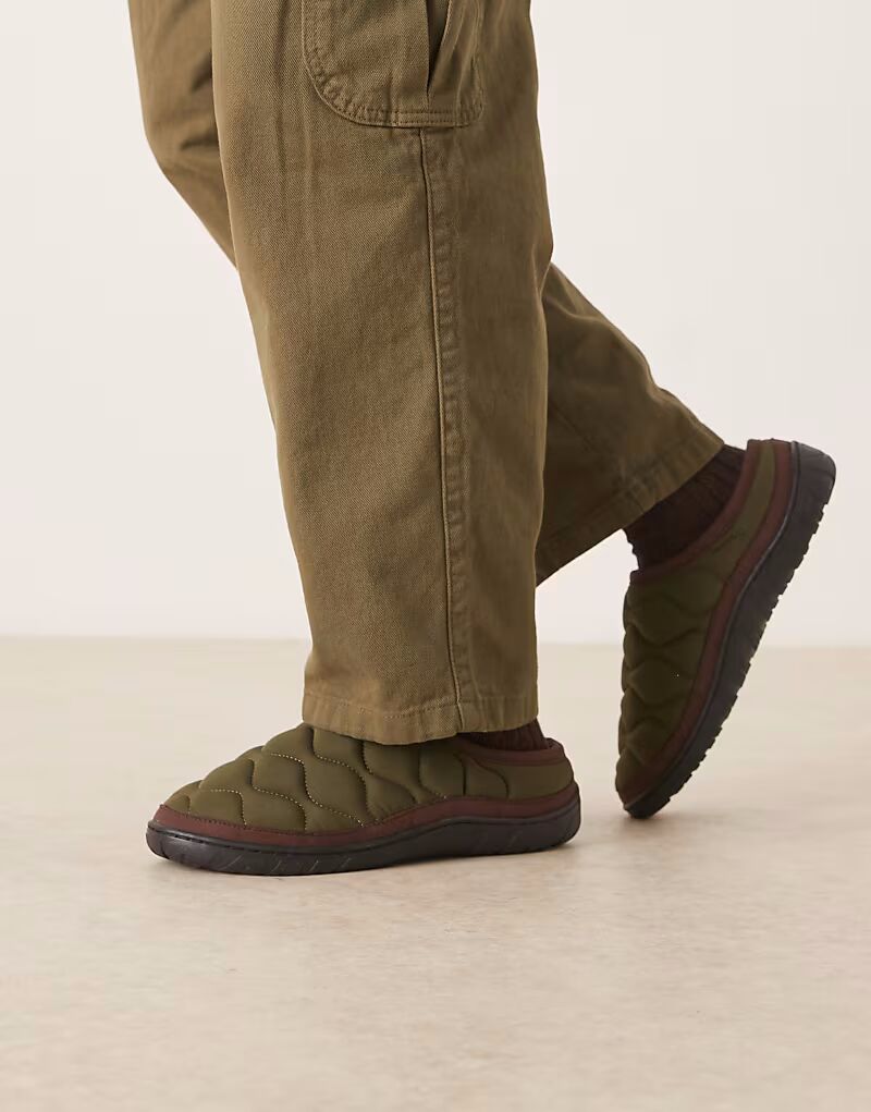 

Тапочки Outdale оливково-зеленого/коричневого цвета Barbour