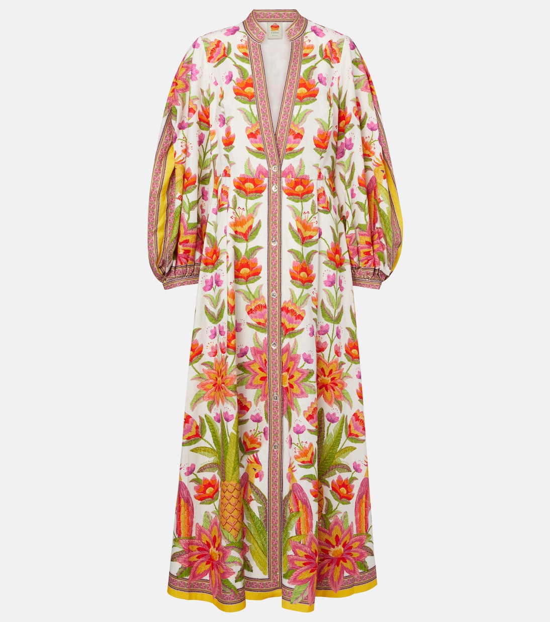

Макси-платье Ararais из смесового льна Farm Rio, Ararais Off-White