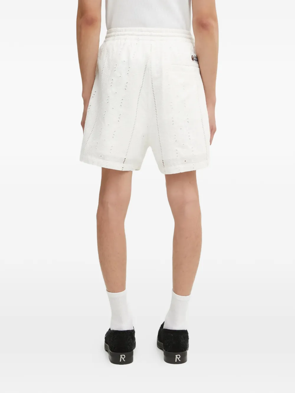 Шорты с вышивкой англез и кулиской A BATHING APE, бежевый — фото 4