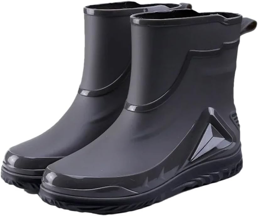 

Мужские водонепроницаемые дождевые ботинки для улицы, противоскользящие туфли, утепленные флисом, хлопковые теплые дождевые сапоги, обувь для кухни Generic, серый