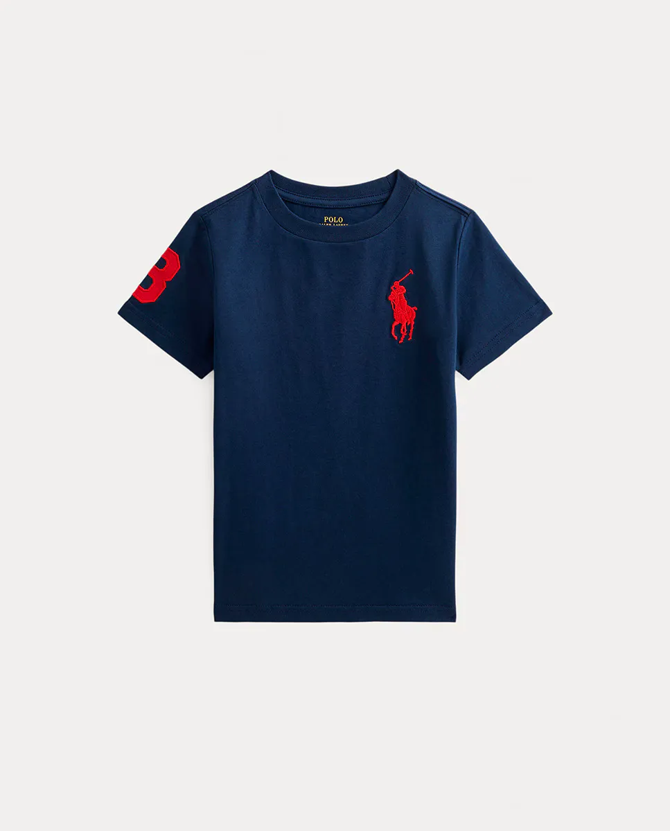

Детская хлопковая футболка с Большим Пони Polo Ralph Lauren, темно-синий