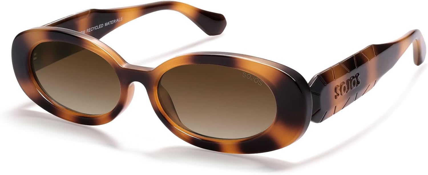 

Солнцезащитные очки SOJOS Ocean Collection Retro Oval Polarized для женщин и мужчин, винтажная оправа из переработанного пластика, экологичные, для защиты от солнца, Tortoise/Braun