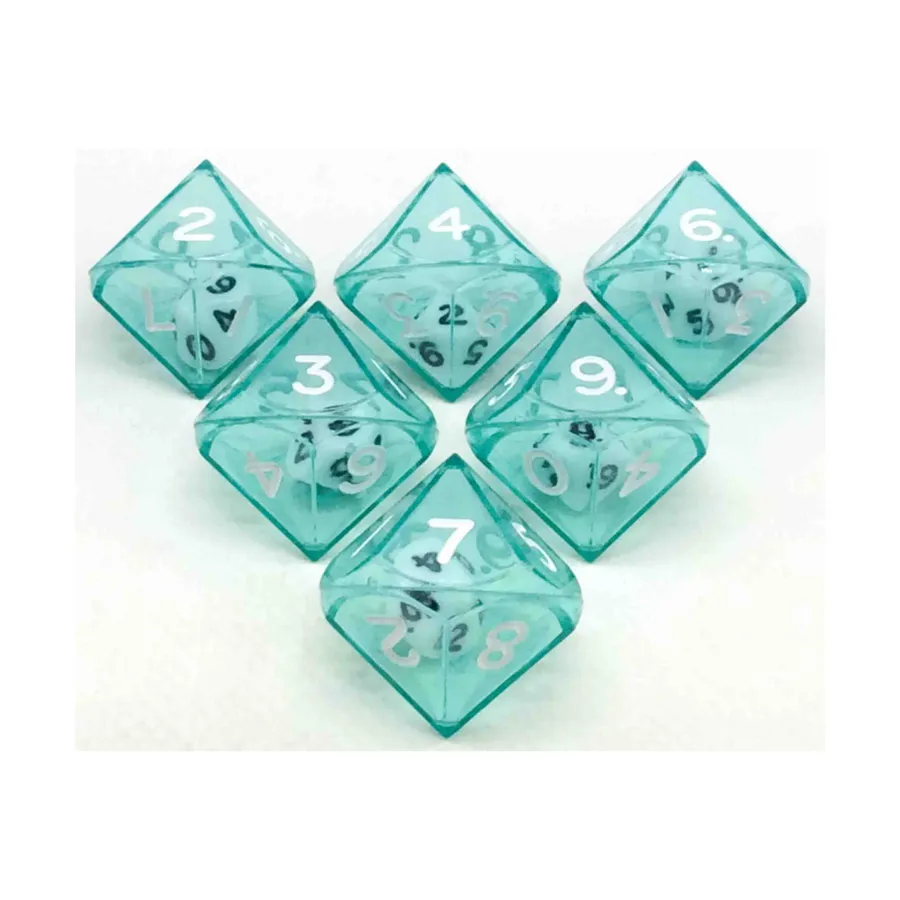 

d10 Двойные кубики — зеленый с белым (6), Dice - Double & Triple (Koplow)
