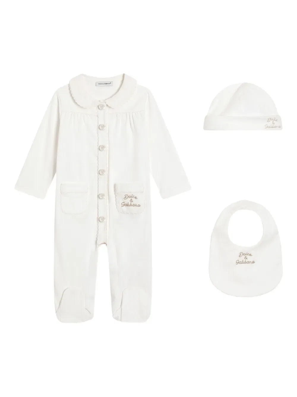 Детская одежда на пуговицах (комплект из трех предметов) Dolce & Gabbana Kids, белый