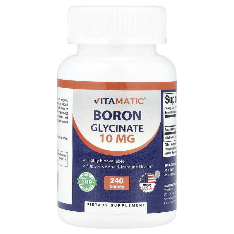 

Vitamatic, Глицинат бора, 10 мг, 240 таблеток
