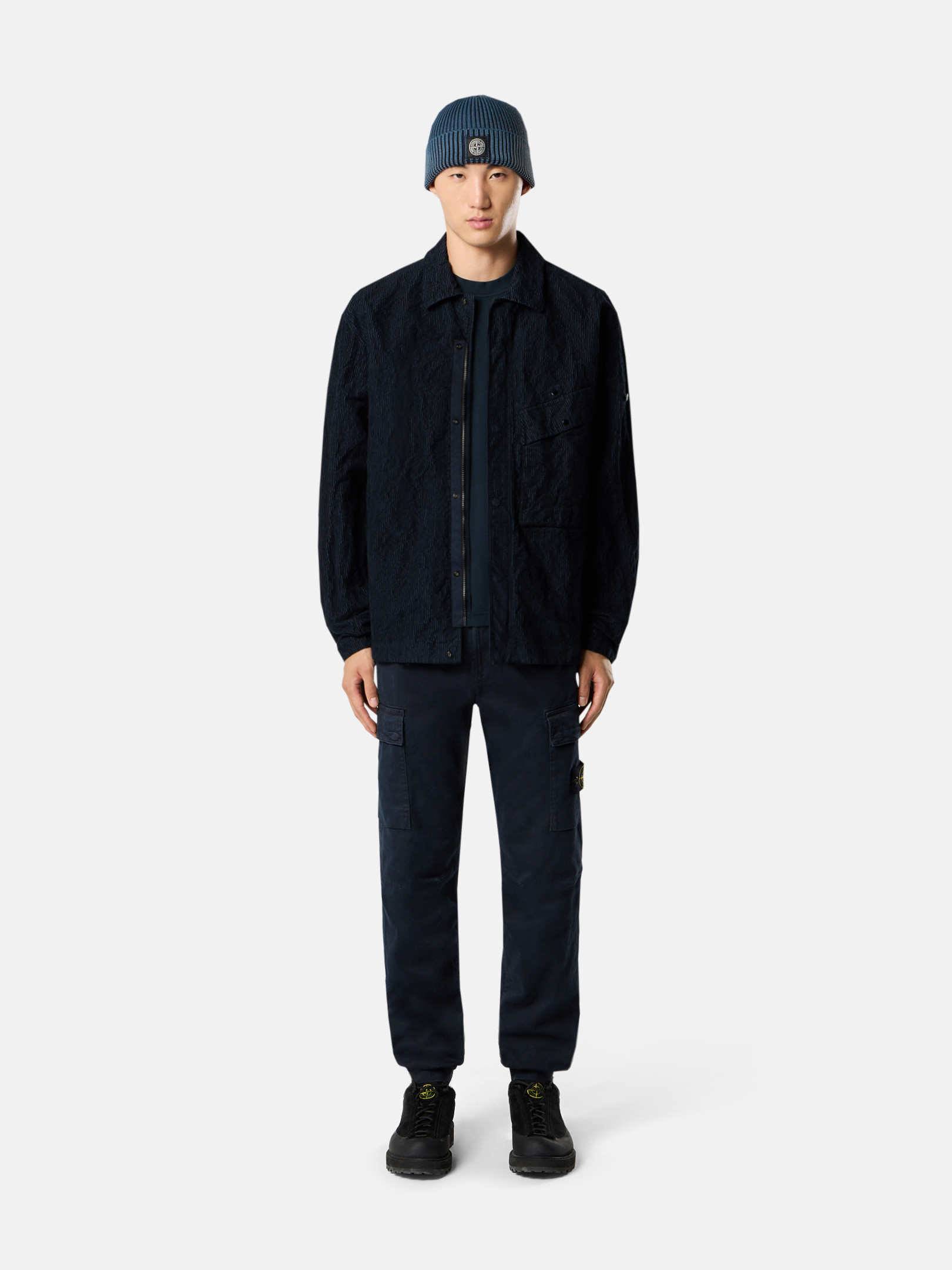 Брюки-карго обычного зауженного кроя с эластичным поясом Stone Island 3100033 STRETCH ORGANIC BROKEN TWILL COTTON 'OLD' EFFECT, синий — фото 2