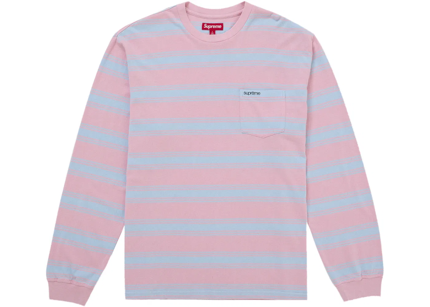 Мужская футболка с длинным рукавом Supreme Supreme Stripe Pocket L/S Top Pink
