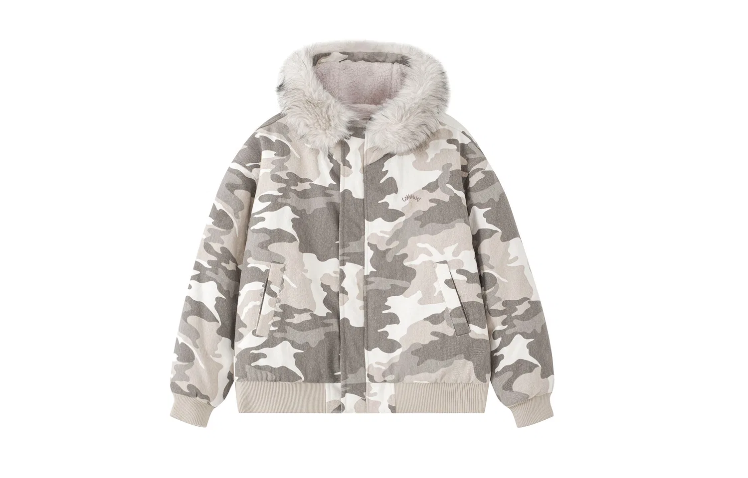 Детский пуховик с капюшоном и флисовой подкладкой Camouflage Gray F426, Camouflage Gray — фото 3