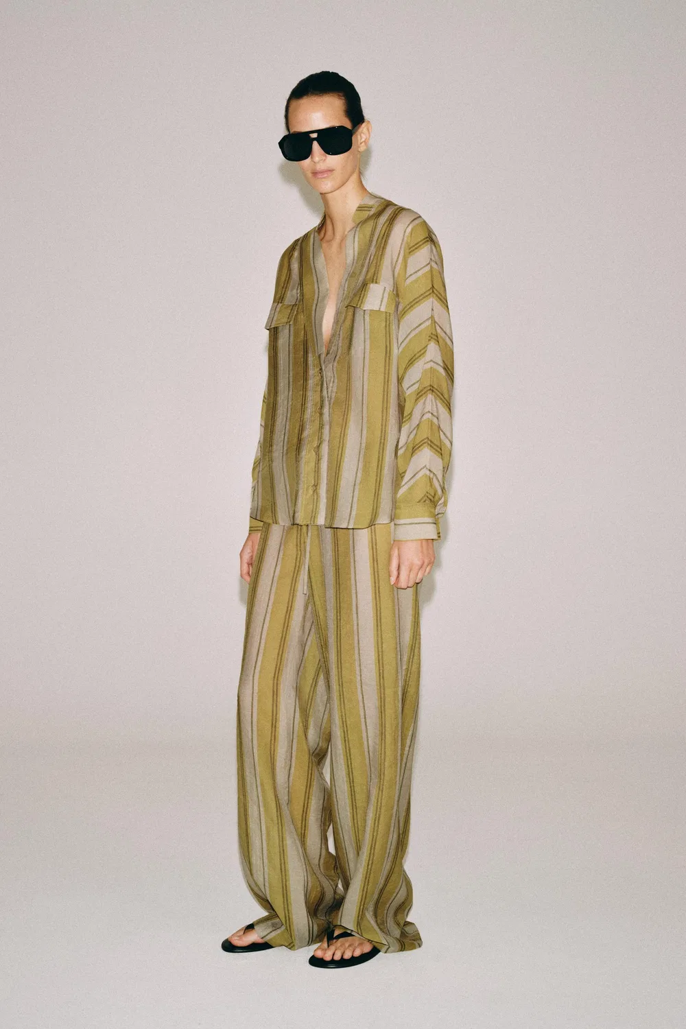 Полосатые брюки из коллекции ZW ZARA, Green stripe