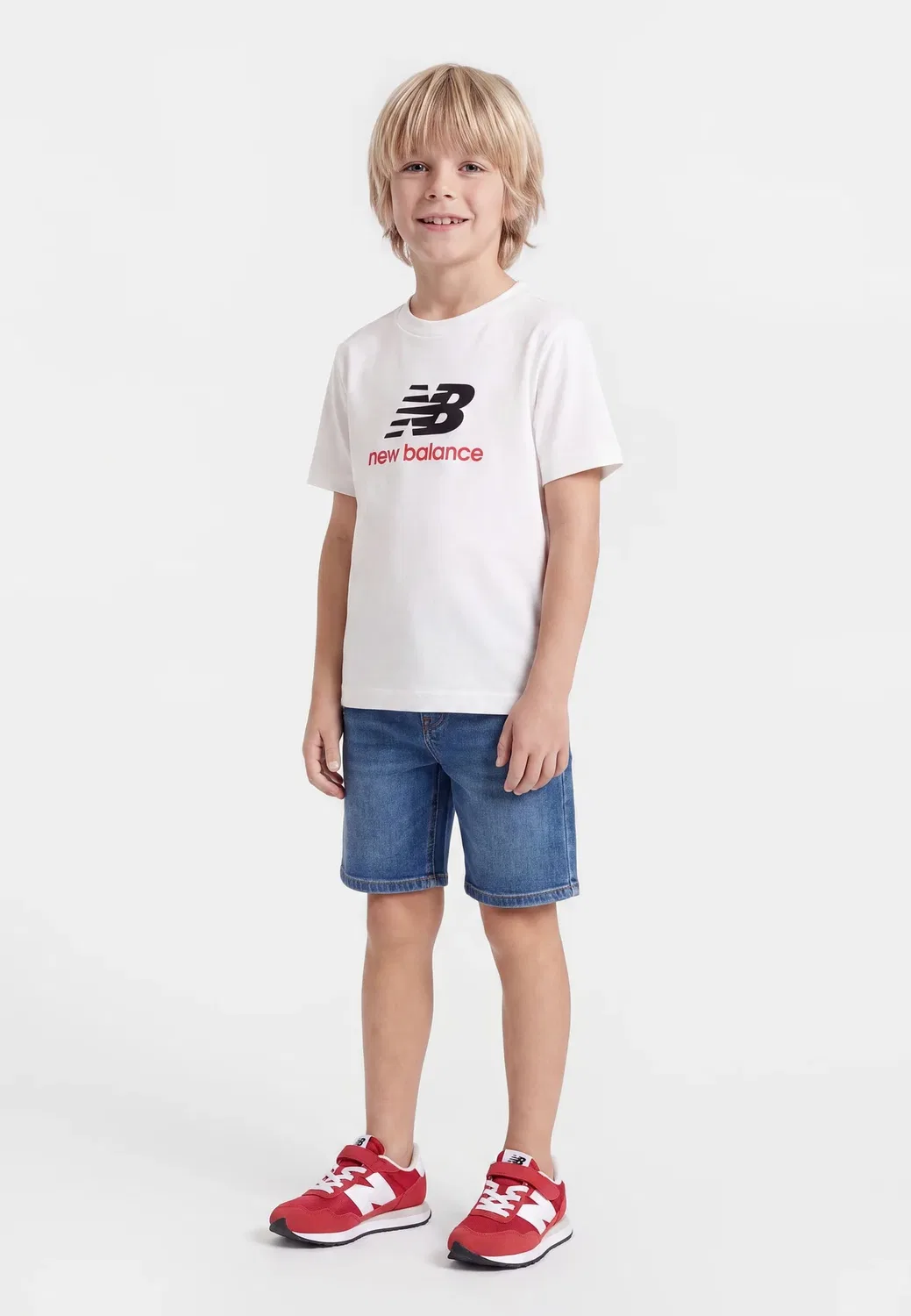 Футболка с принтом и логотипом Stacked New Balance, Bright White