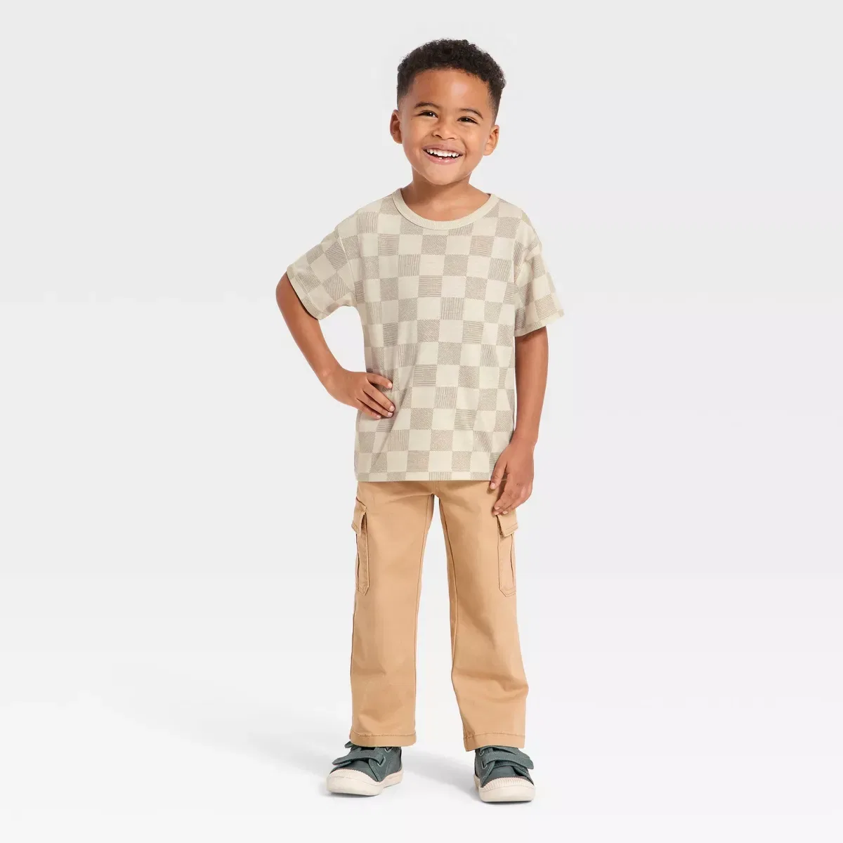 Детское футболка для мальчиков с коротким рукавом полосатая INFANT/TODDLER BOY, Light Brown — фото 3