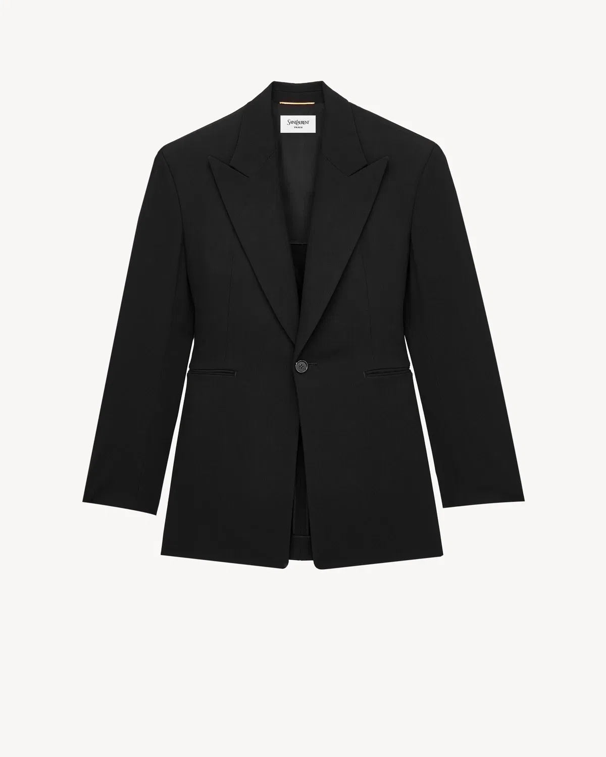Однобортный пиджак из шерстяного меланжа Saint Laurent, черный