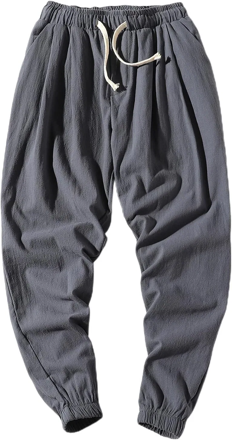 Мужские брюки из хлопка и льна с эластичным поясом, Lightweight — фото 3