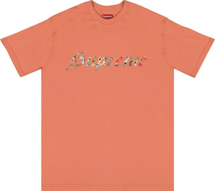 Футболка Supreme Floral Appliqué Short-Sleeve Top 'Coral', оранжевый — фото 2