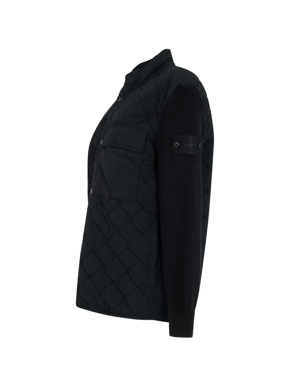 Стеганая куртка с вязаными рукавами Stone Island, черный — фото 3