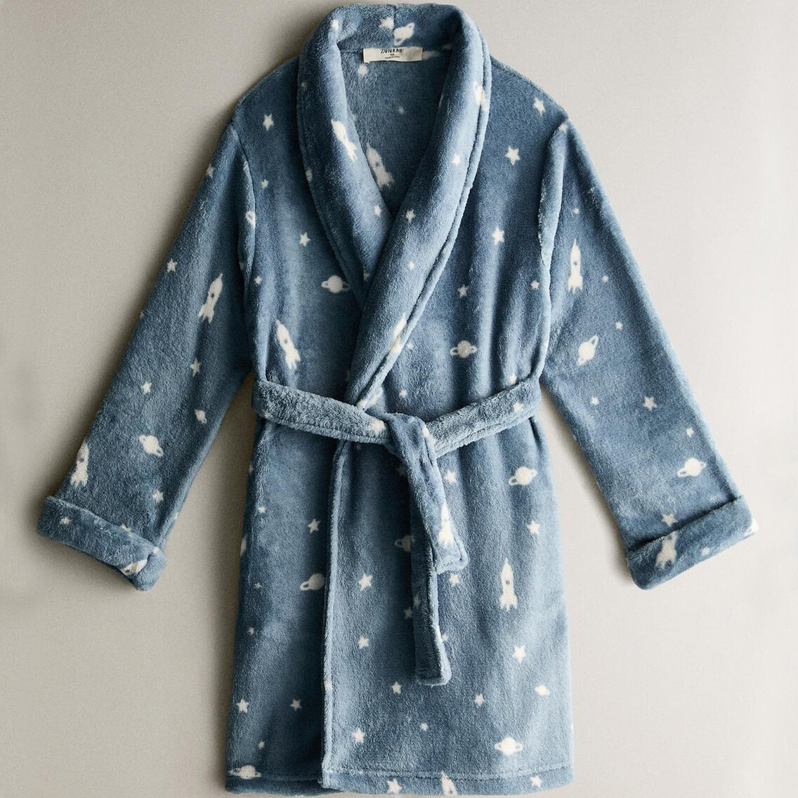

Детский флисовый халат Zara Home, серовато-синий