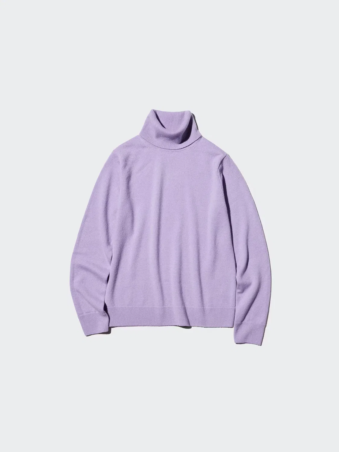 Свитер Uniqlo Кашемировый с высоким воротником, кашемировое волокно, высокий воротник, фиолетовый