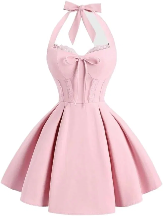Женское мини-платье с открытой спиной Summer, Pink