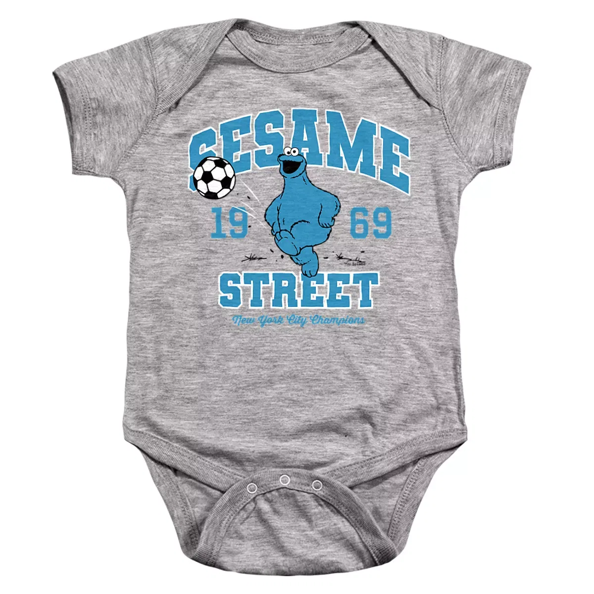 Детское боди с коротким рукавом Sesame Street Cookie Monster Soccer Kick, Athletic Heather