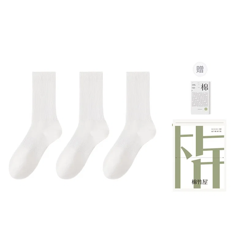 Детские носки до колена с комплектом 5 пар, модель 5 Pack Crew, MIANZHUWU, White/Black — фото 4