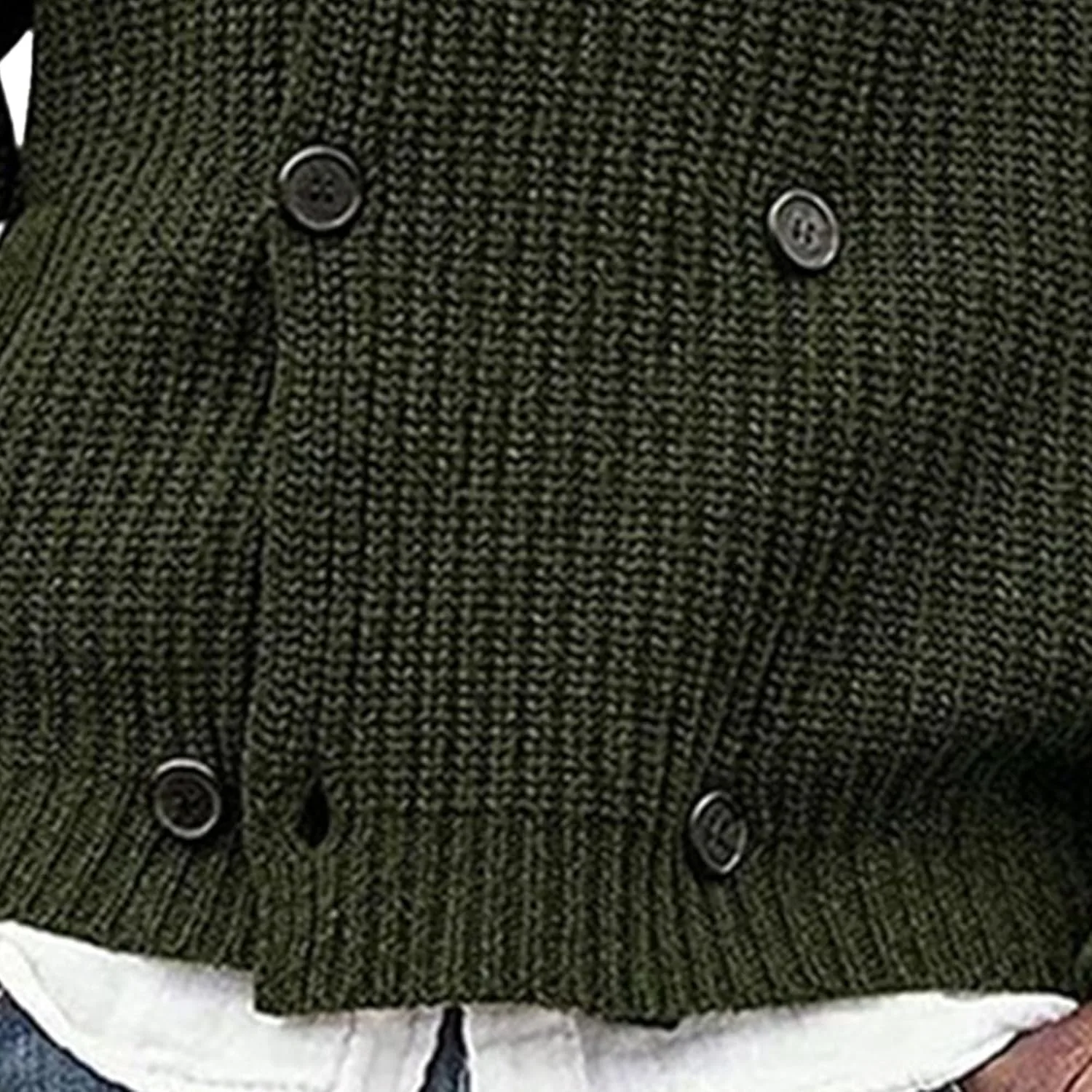 Кардиган мужской двубортный с воротником шаль и карманами Slim Fit — фото 2