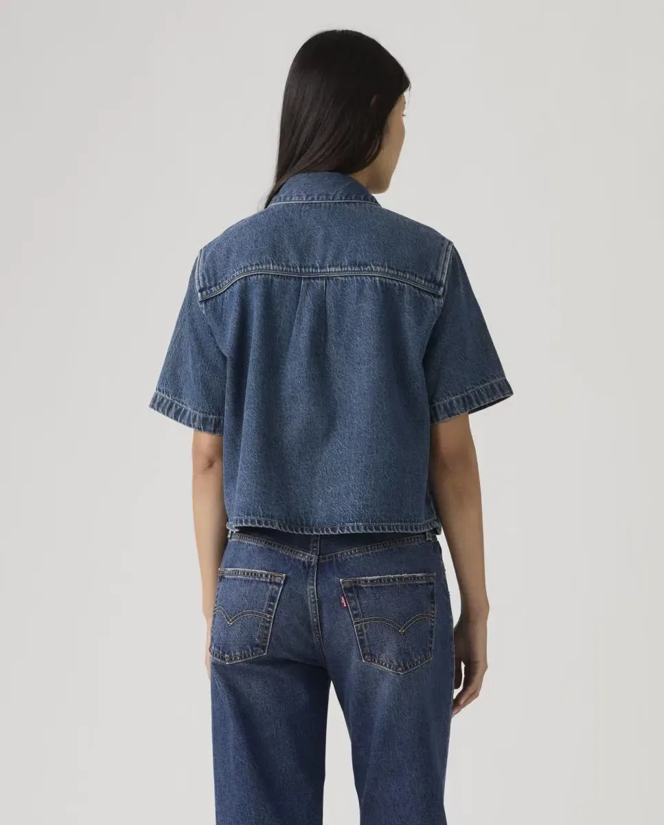 Женская джинсовая рубашка-кроп с коротким рукавом Levi's, Azul Índigo — фото 2