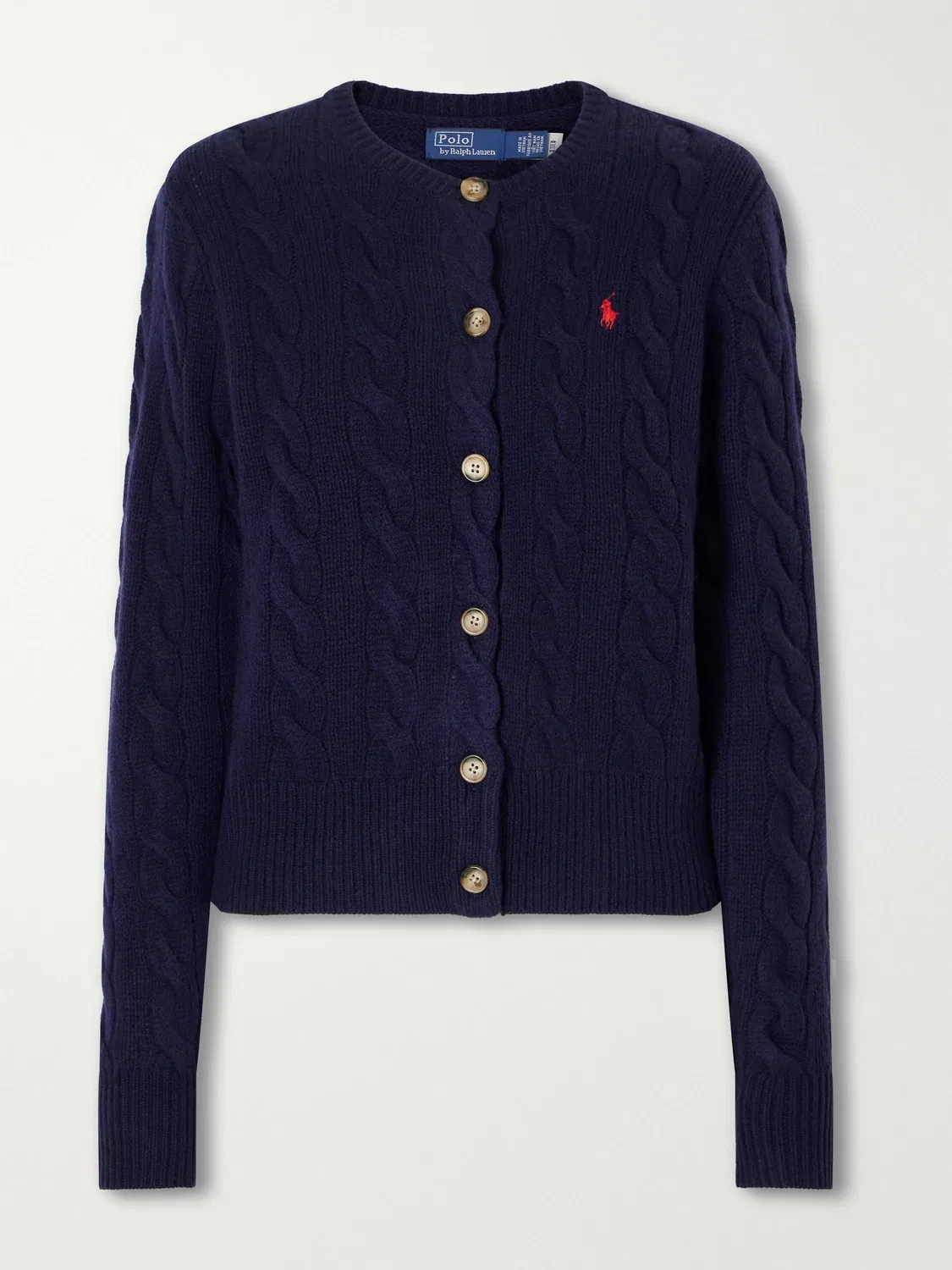 Кардиган из шерсти и кашемира с вышитым логотипом Polo Ralph Lauren, синий