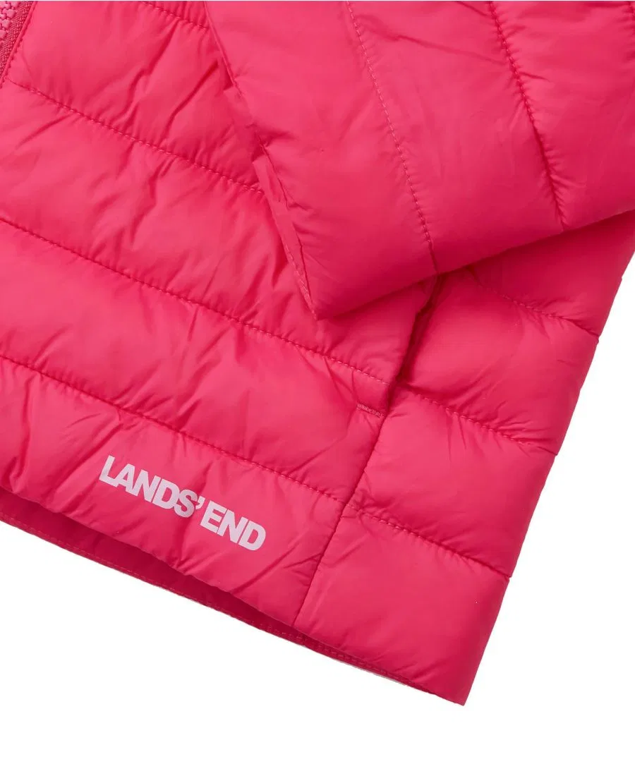 Детская куртка с капюшоном FeatherFree Insulated Hooded Packable Jacket Lands' End, Magenta — фото 4