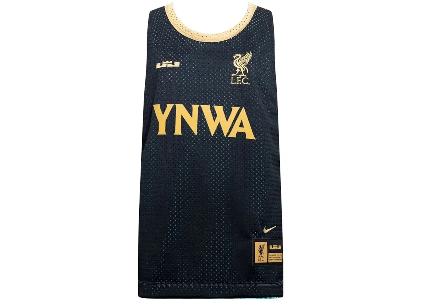 Детская баскетбольная джерси двусторонняя Liverpool FC x LeBron James DNA Nike, Tropical Twist/Black/Truly Gold — фото 2