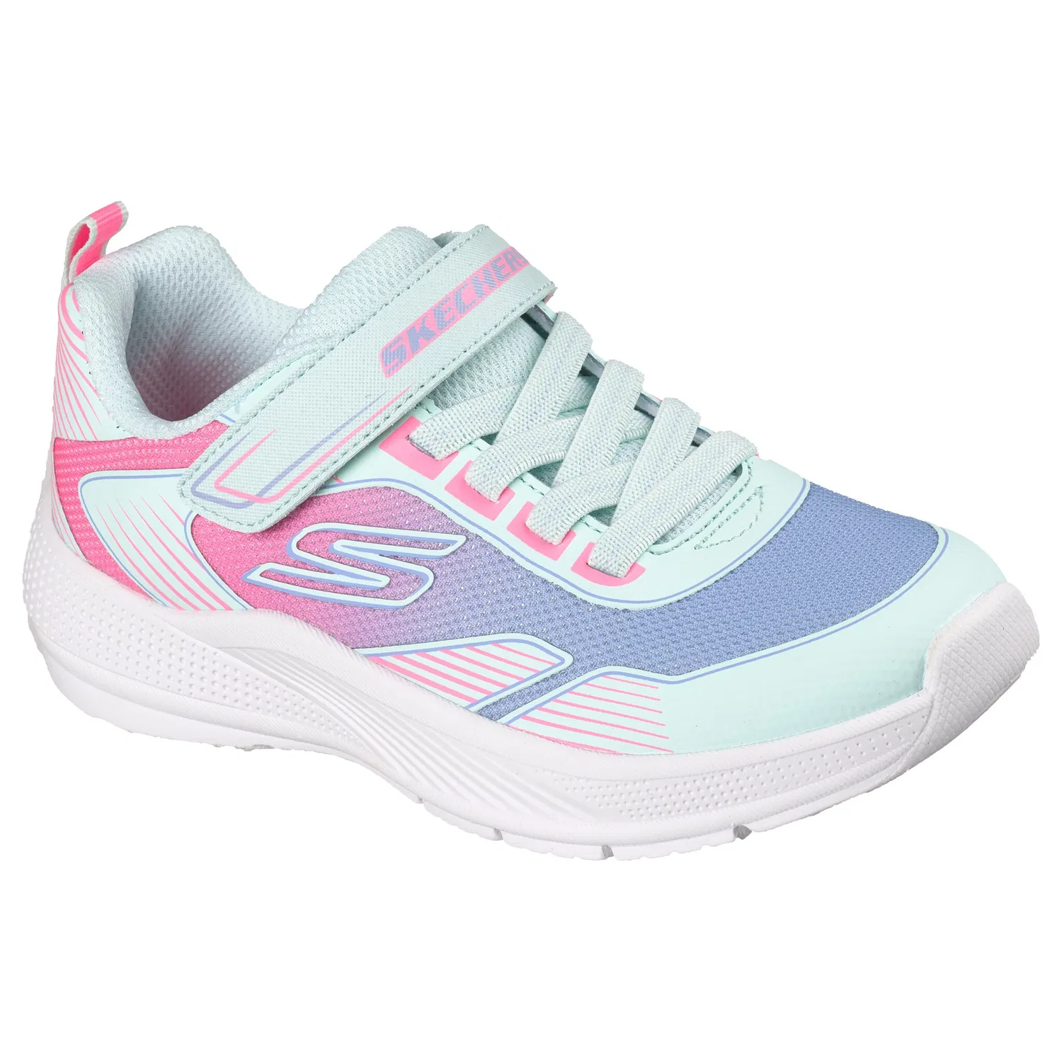 Детские текстильные кроссовки с контрастными деталями Skechers, Light Blue Multi — фото 4