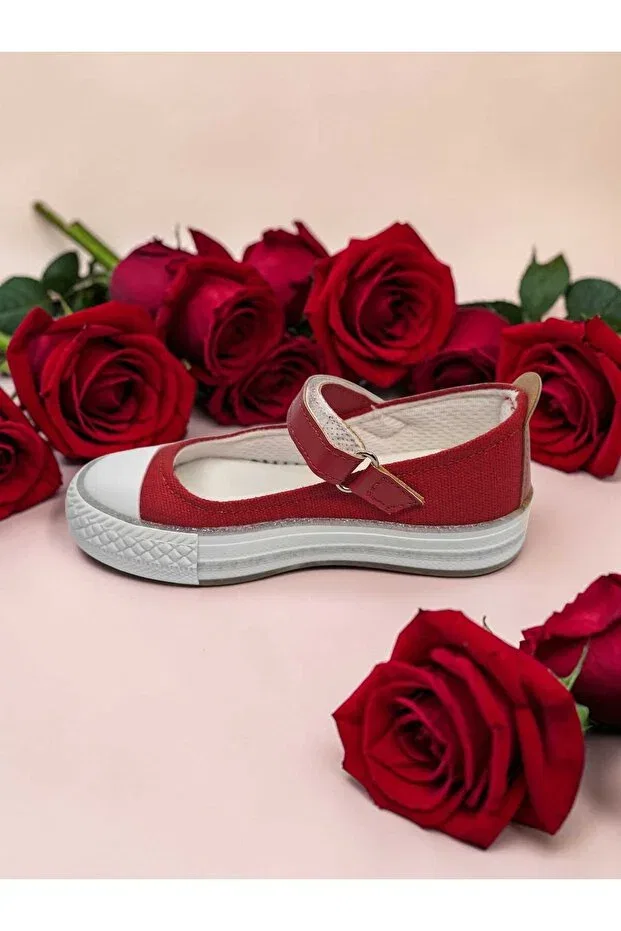 Детские кеды-балетки для девочек джинсовые Momykids, Red