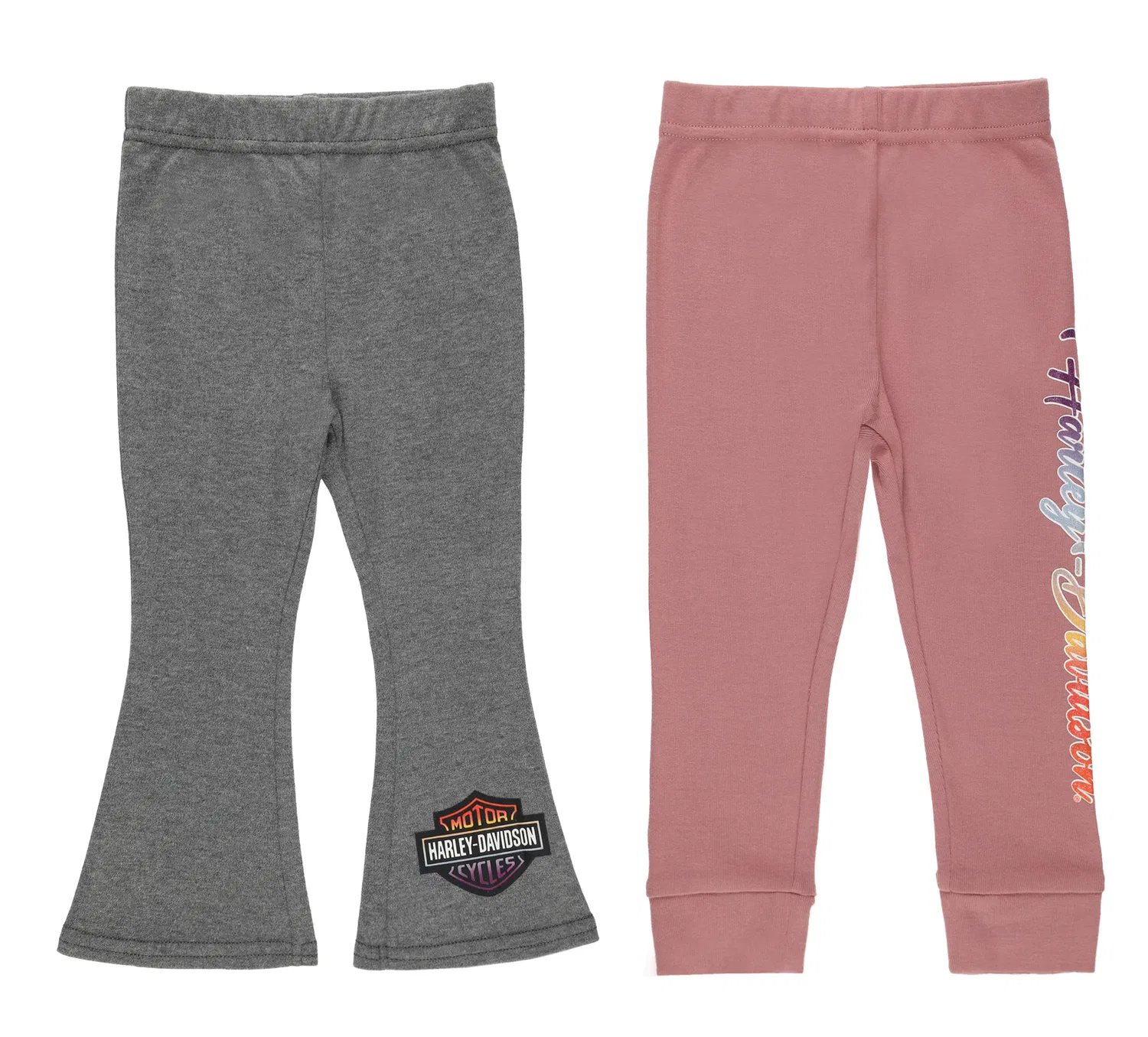 Детский комплект штанов с принтом Rib Legging & Knit Flare Pant Set Harley Davidson, Rose Pink/Grey