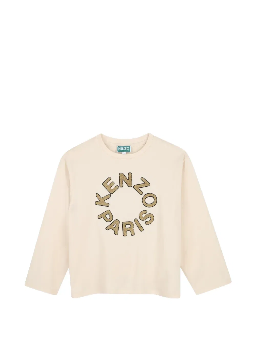 Футболка с вышитым логотипом Kenzo Kids, бежевый