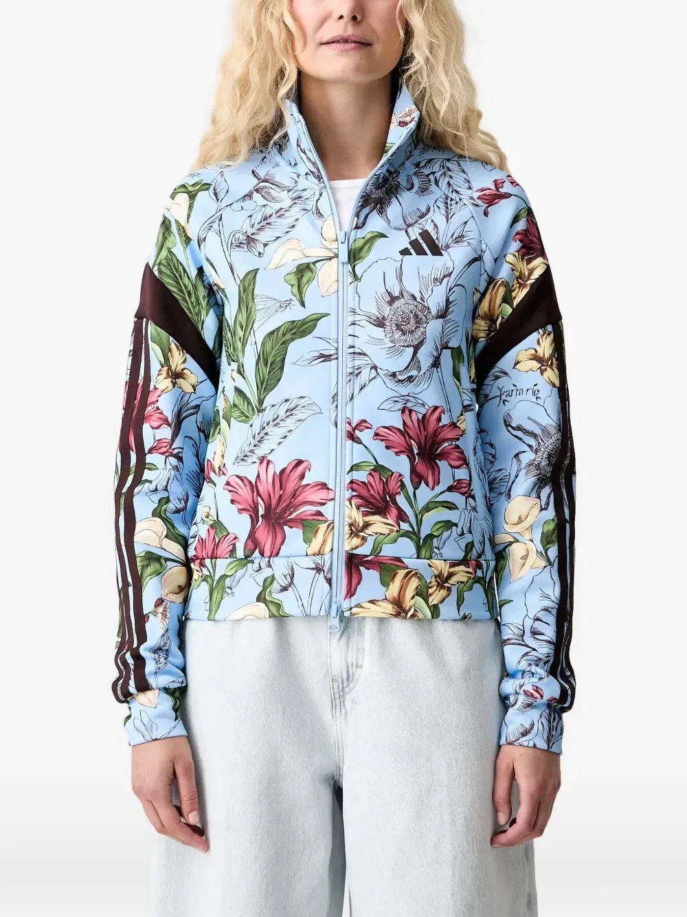 Adidas X Farm Rio House of Tiro топ с цветочным принтом, синий